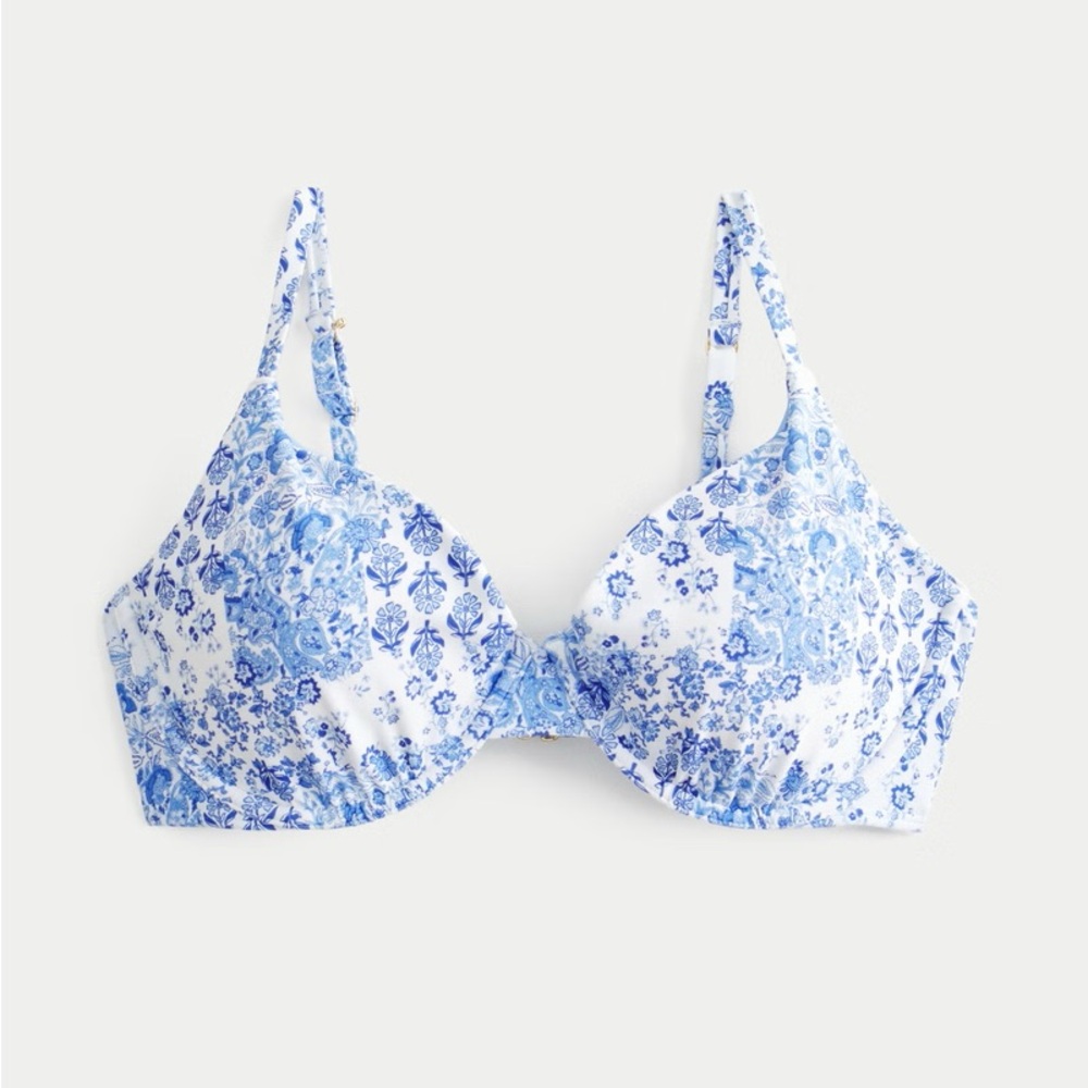 NWT Floral Blue and White Bikini Top and Bottom Bathing Suite